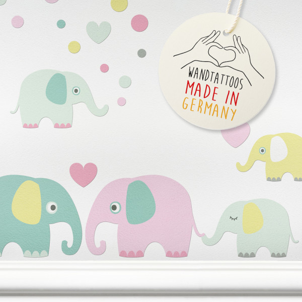 Wandtattoos Kinderzimmer „Elefanten” Bunt