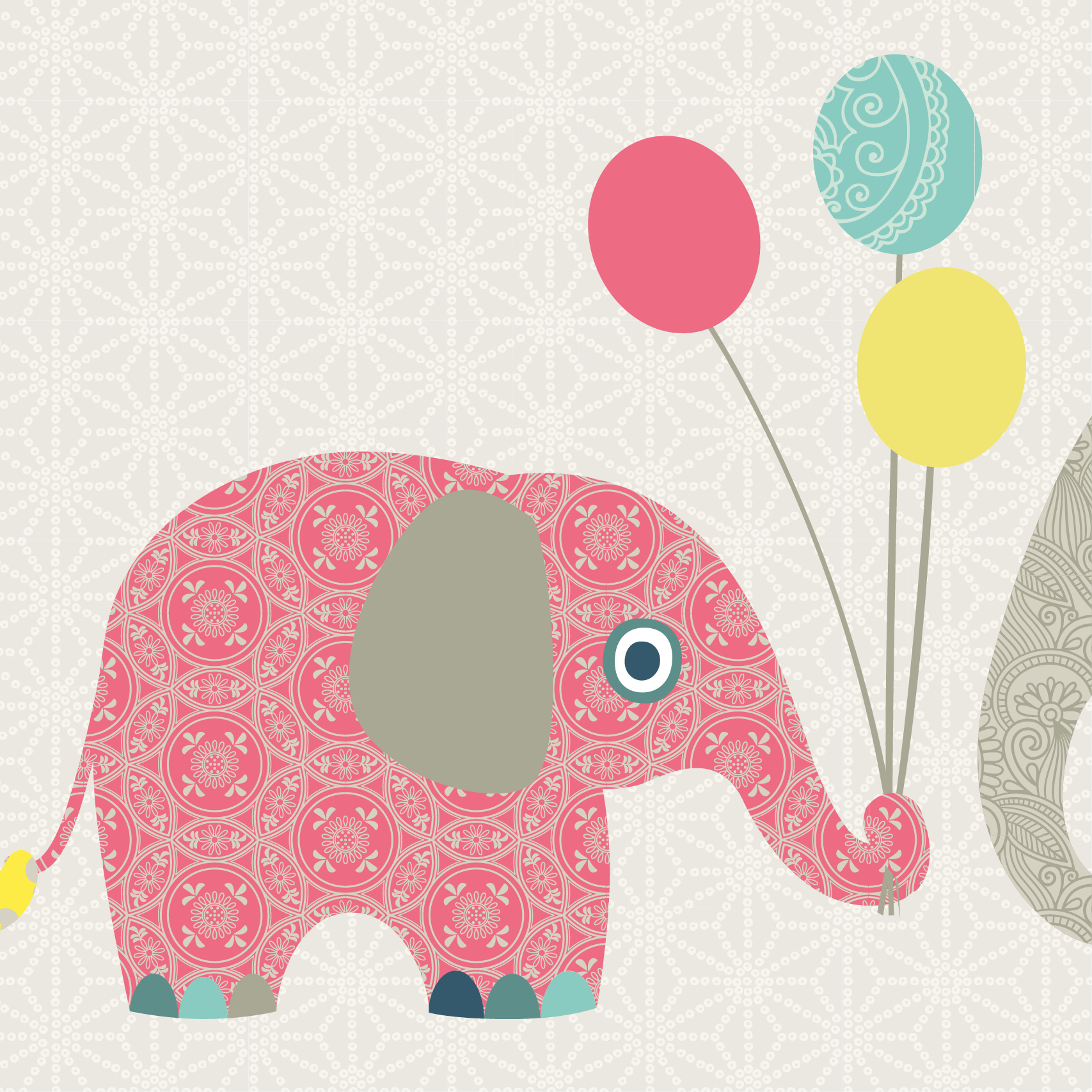 selbstklebende Bordüre Kinderzimmer Kinderbordüre Herzen Elefant 
