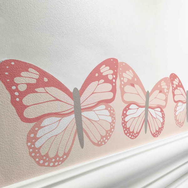 Selbstklebende Bordüre Kinderzimmer „Schmetterlinge” Butterflies Coral – 250 x 12,4 cm