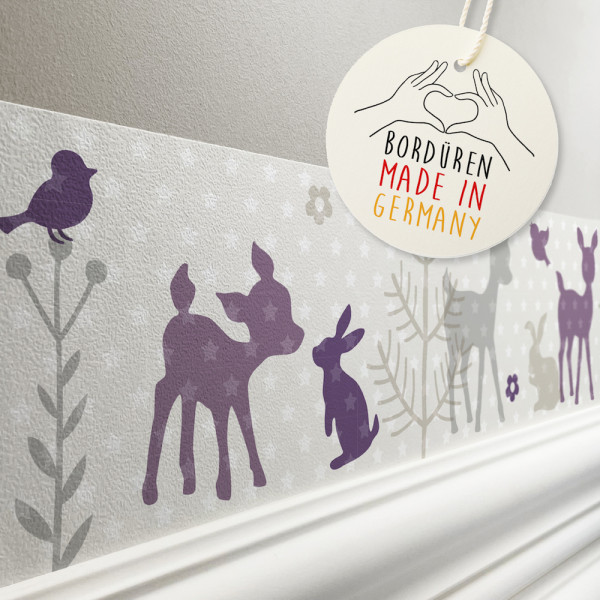 lovely label Häschen Rehe lila Waldtiere Bordüre Kinderzimmerbordüre Borte Tapetenbordüre Wanddeko Kinderzimmer Wanddeko Babyzimmer Wandbordüre Tapete Wandtatoo Wandsticker Poster Wand.jpg