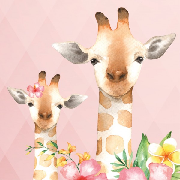 anna wand Bordüre/Borte Kinderzimmer Tiere „Jolly Jungle” Giraffe, Affe, Vogel - Junge & Mädchen - Rosa