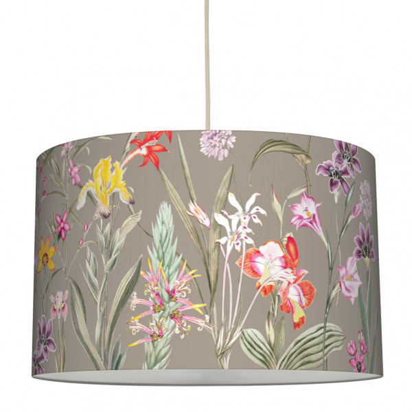 anna wand lampe hängelampe lampenschirm blumen blumenmuster garten taupe wohnzimmer küche flur