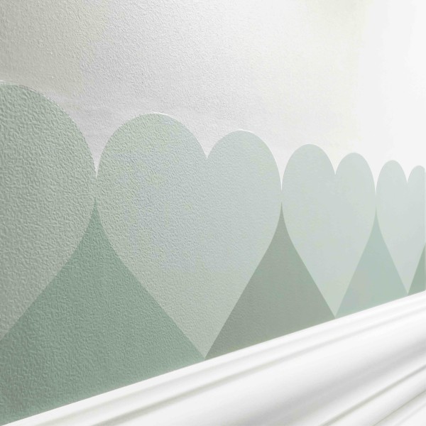 Selbstklebende Bordüre Kinderzimmer „Hearts” Herzen Moss – 250 x 12,4 cm