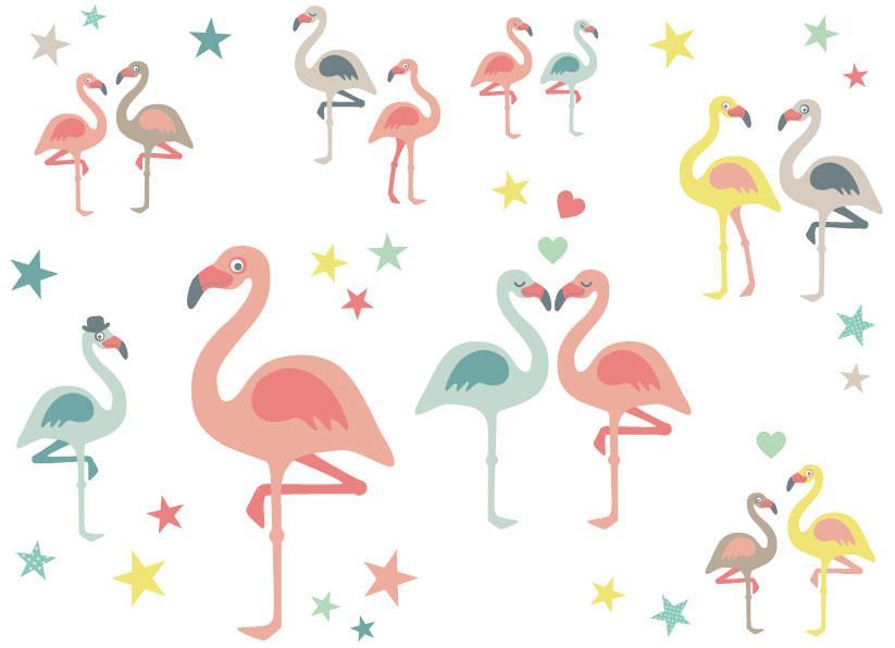 Wandtattoo Aufkleber Wandsticker Flamingo flamengo Kinderzimmer Dekoration ...