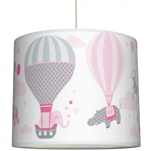 anna wand Deckenlampe, Hängelampe „Heißluftballon” Mädchen - Rosa/Grau