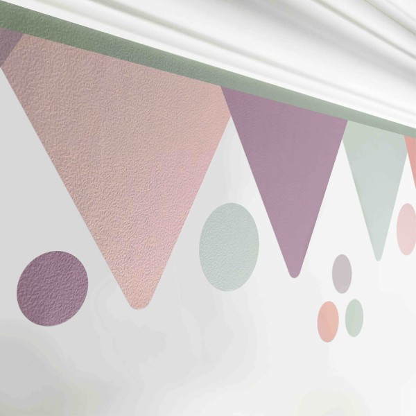 Selbstklebende Bordüre Kinderzimmer „Garland” Girlande Moss & Rose – 250 x 12,4 cm