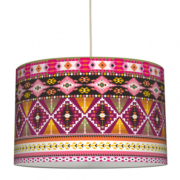 anna wand lampe hängelampe lampenschirm mädchen mädchenzimmer boho ethno aztekenmuster girl rot rosa gelb