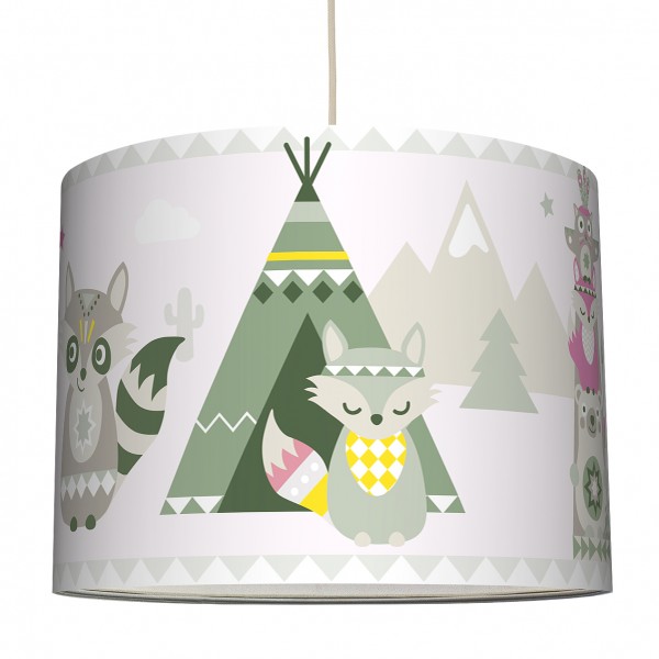 anna wand Deckenlampe, Hängelampe „Indianer” - Beige/Grün/Rosa