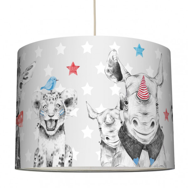 anna wand haengelampe lampenschirm lampe leuchte babyzimmer junge mädachen grau tiger elefant zebra nashorn