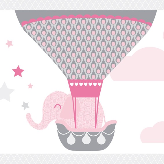Maxi Bordure Hot Air Balloons Rosa Grau Maxi Borduren Borduren Wandgestaltung Kinderzimmer Anna Wand Design