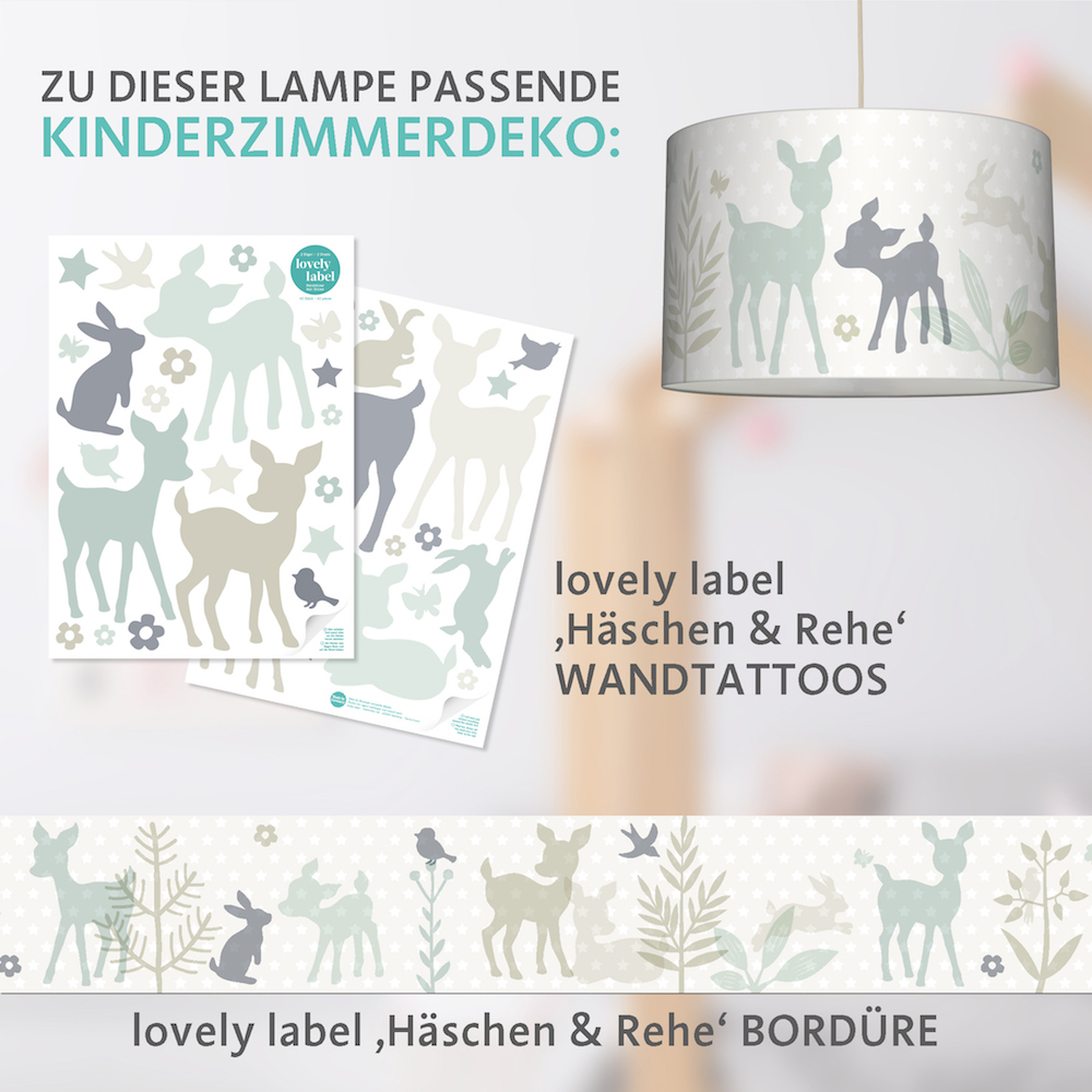 Lampenschirm für Kinderzimmer WALDTIERE Mint Beige