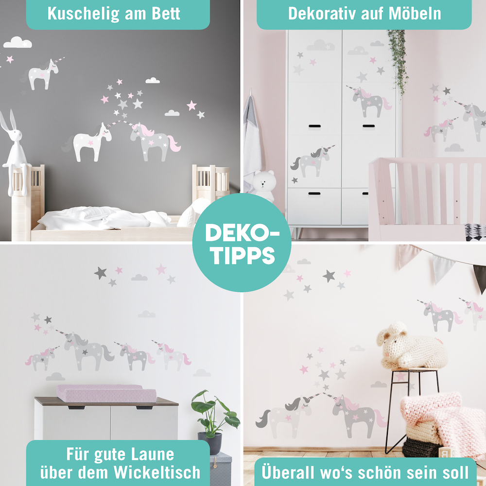 Wandtattoos Kinderzimmer EINHORN Rosa