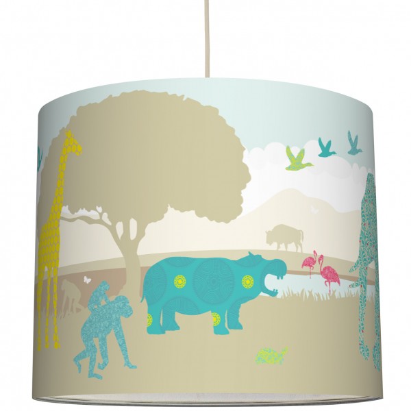 anna wand Deckenlampe, Hängelampe „Dschungeltiere” - Blau/Beige
