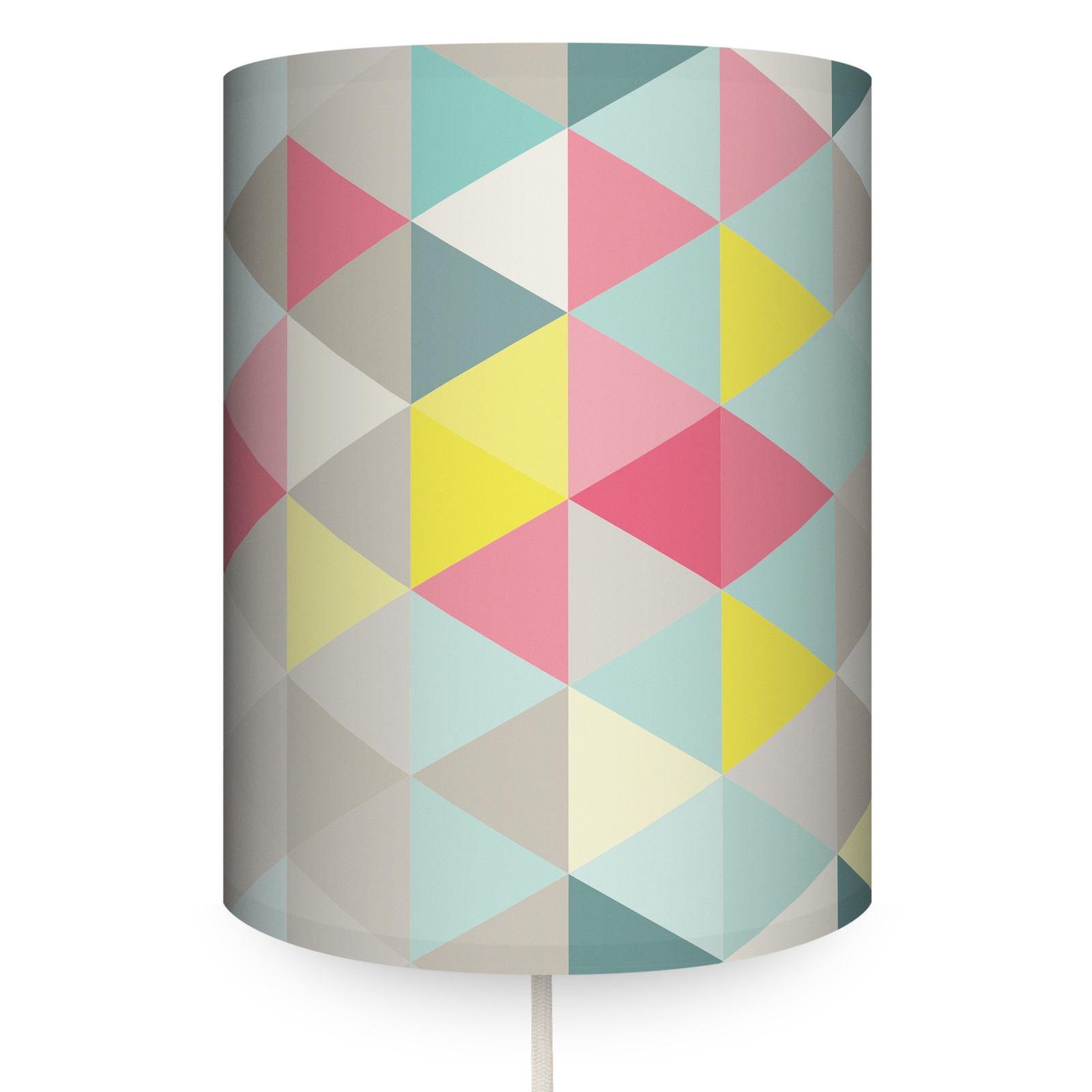 Runde Wandlampe Dreiecke Taupe Blau Koralle