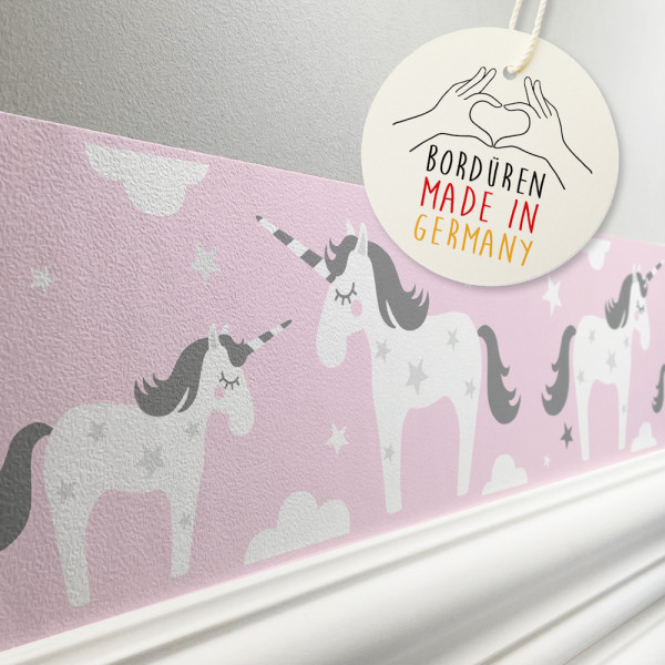 lovely label Einhorn rosa Bordüre Kinderzimmerbordüre Borte Tapetenbordüre Wanddeko Kinderzimmer Wanddeko Babyzimmer Wandbordüre Tapete Wandtatoo Wandsticker Poster Wand.jpg