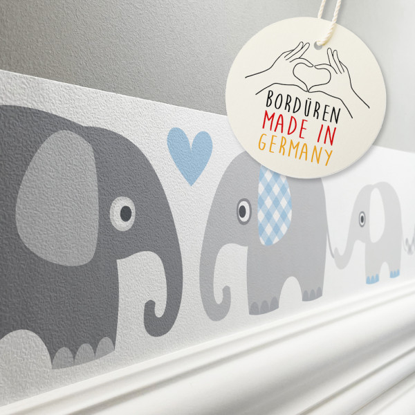 lovely label Elefanten blau Elephant Bordüre Kinderzimmerbordüre Borte Tapetenbordüre Wanddeko Kinderzimmer Wanddeko Babyzimmer Wandbordüre Tapete Wandtatoo Wandsticker Poster Wand.jpg