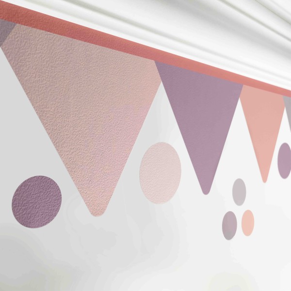 Selbstklebende Bordüre Kinderzimmer „Garland” Girlande Coral & Lavender – 250 x 12,4 cm