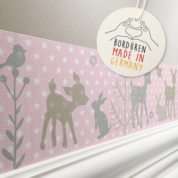 lovely label Häschen Rehe rosa Waldtiere Bordüre Kinderzimmerbordüre Borte Tapetenbordüre Wanddeko Kinderzimmer Wanddeko Babyzimmer Wandbordüre Tapete Wandtatoo Wandsticker Poster Wand.jpg