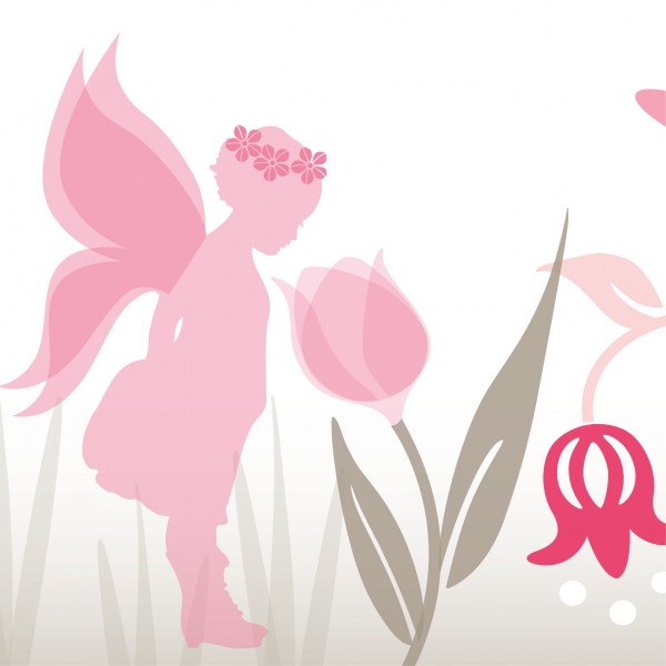 anna wand Bordüre Kinderzimmer „Pflanzen” Fee, Feen, Elfe selbstklebend - Junge & Mädchen - Rosa/Pink