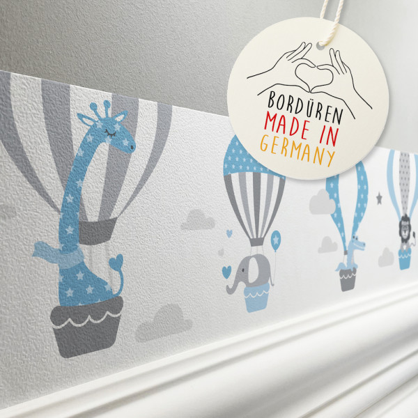 lovely label Heißluftballon blau Tiere Safari Bordüre Kinderzimmerbordüre Borte Tapetenbordüre Wanddeko Kinderzimmer Wanddeko Babyzimmer Wandbordüre Tapete Wandtatoo Wandsticker Poster Wand.jpg