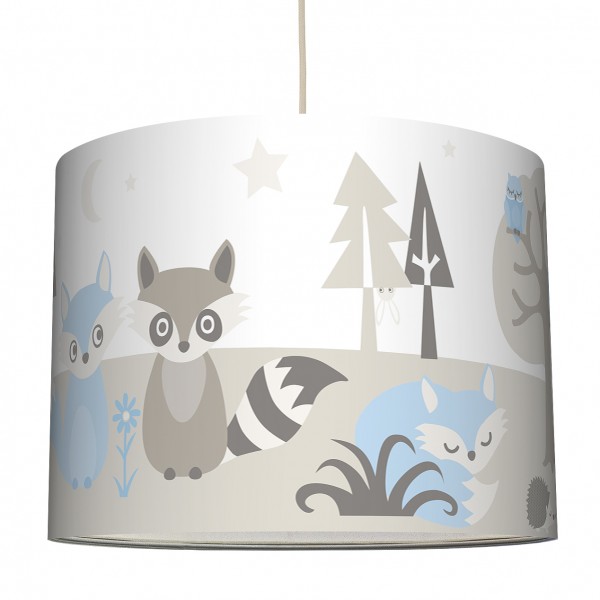 anna wand Deckenlampe, Hängelampe „Waldtiere” - Blau/Beige/Grau