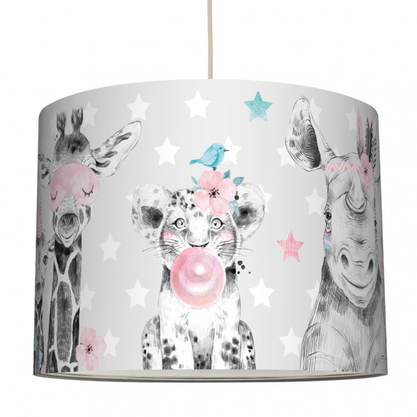 anna wand haengelampe lampenschirm lampe leuchte kinderzimmer babyzimmer babygirl mädchen grau tiger elefant girafffe zebra