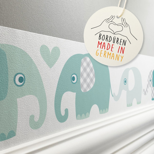 lovely label Elefanten mint Elephant Bordüre Kinderzimmerbordüre Borte Tapetenbordüre Wanddeko Kinderzimmer Wanddeko Babyzimmer Wandbordüre Tapete Wandtatoo Wandsticker Poster Wand.jpg