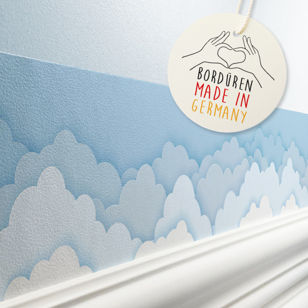 Selbstklebende Bordüre Kinderzimmer Wolken Blau Wandbordüre Tapetenbordüre Babyzimmer Junge Mädchen