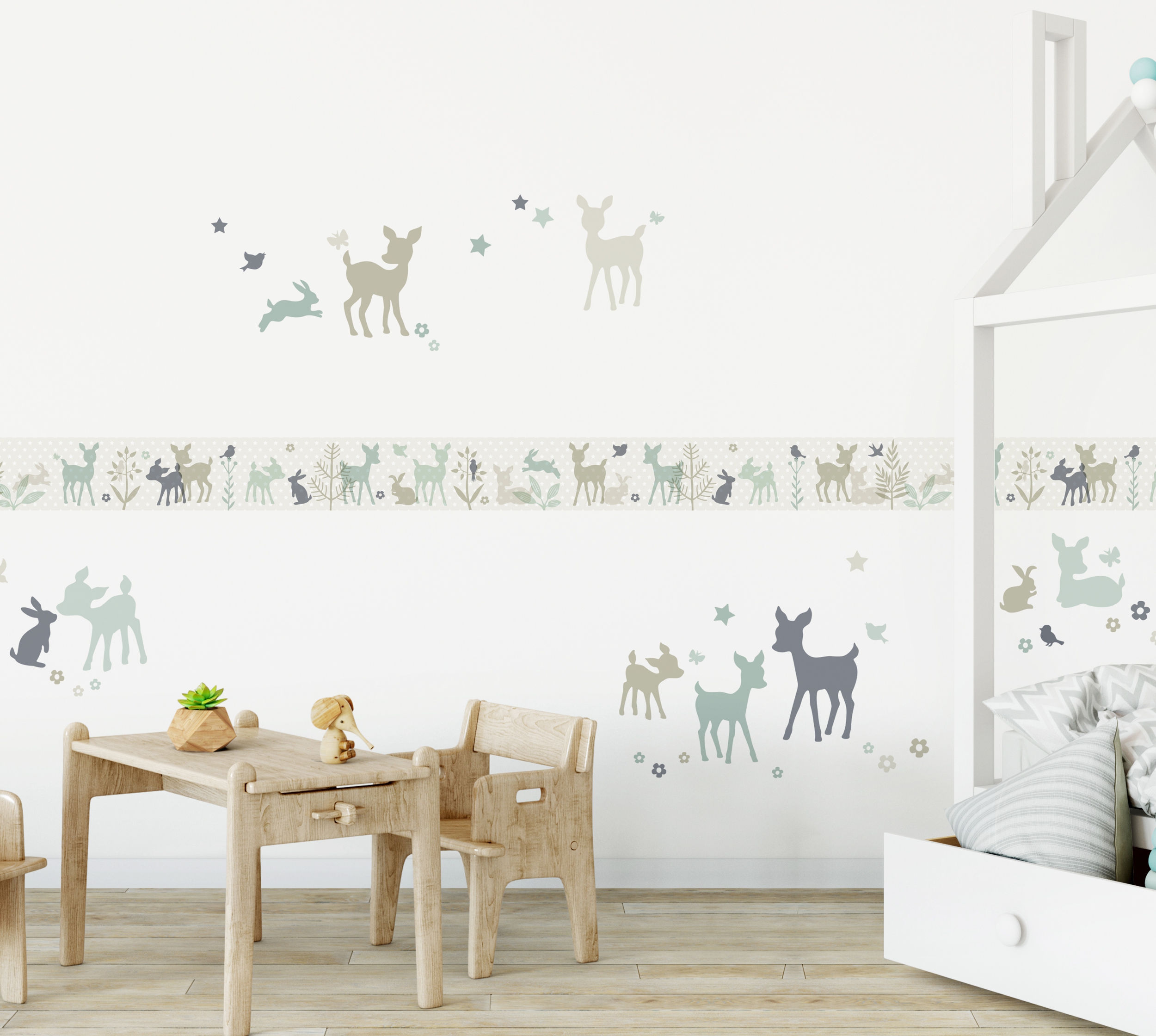 Wandtattoos Kinderzimmer WALDTIERE Mint