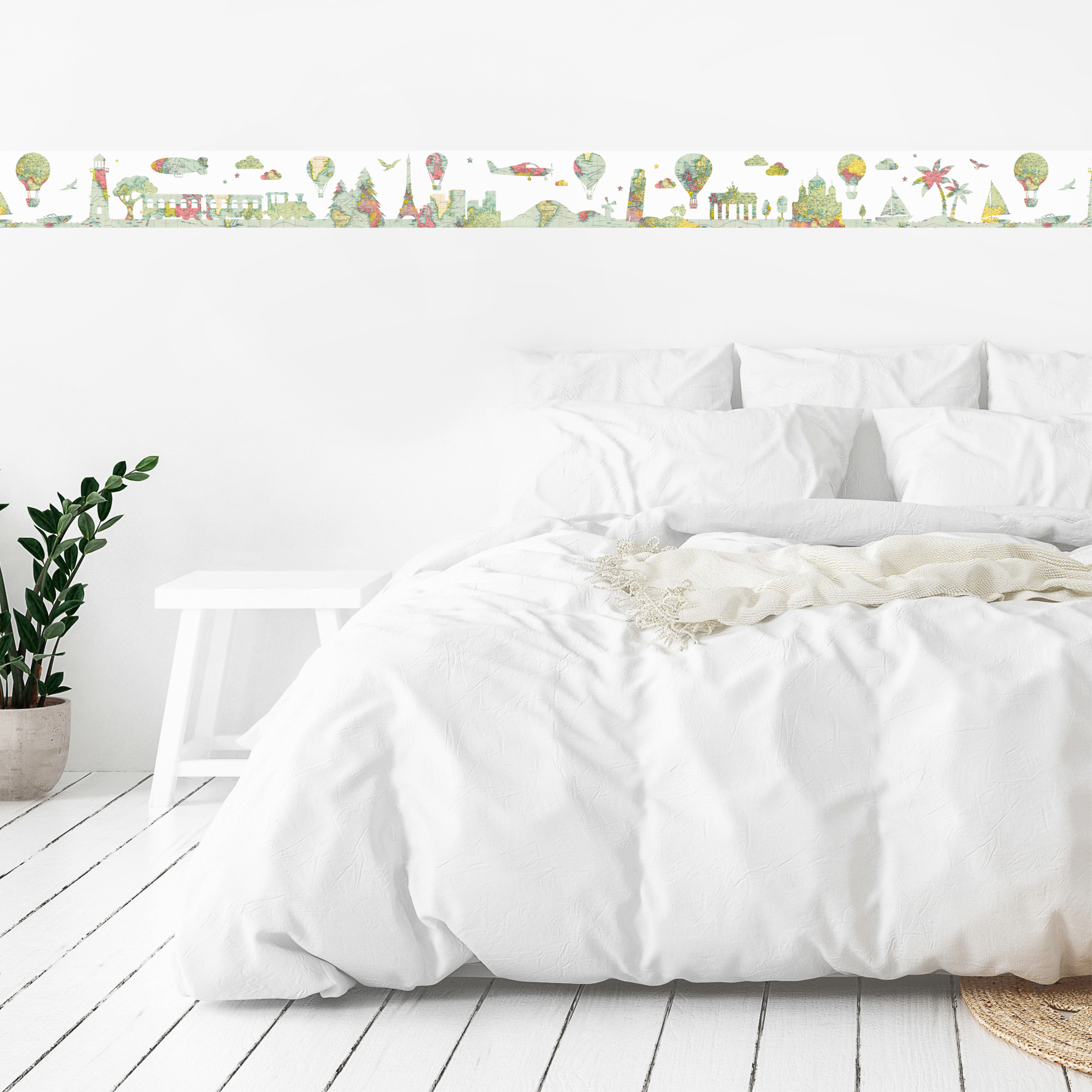 Selbstklebende Bordure Hello World Mehrfarbig Borduren Fur Jungen Borduren Wandgestaltung Kinderzimmer Anna Wand Design