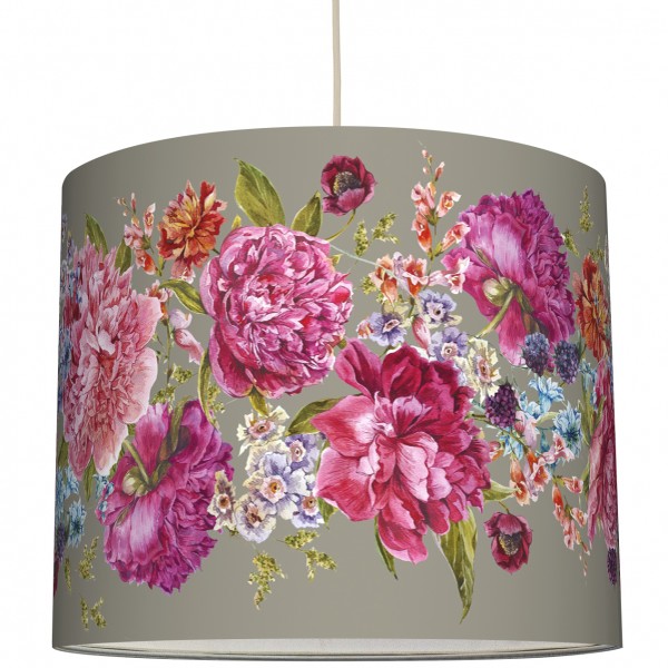 anna wand Deckenlampe, Hängelampe „Blumen Vintage” - Grau/Beige/Rosa